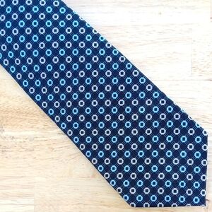 Blue and Cream Geometric Pattern Tie
